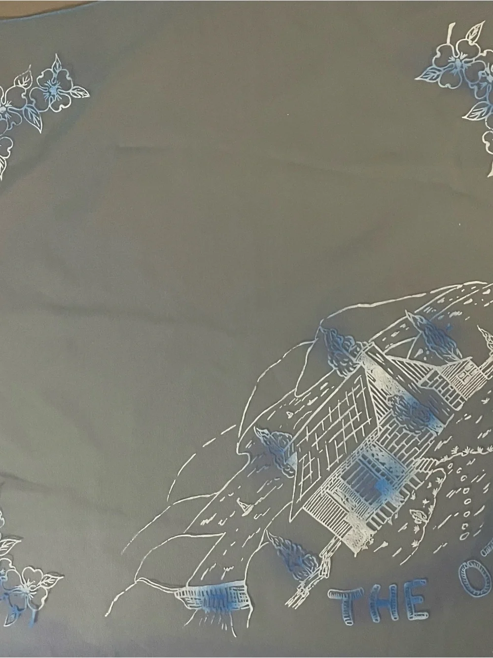 Lovely Vintage 50s Sheer Blue The Ozarks Souvenir Scarf 29 In Mint Condition